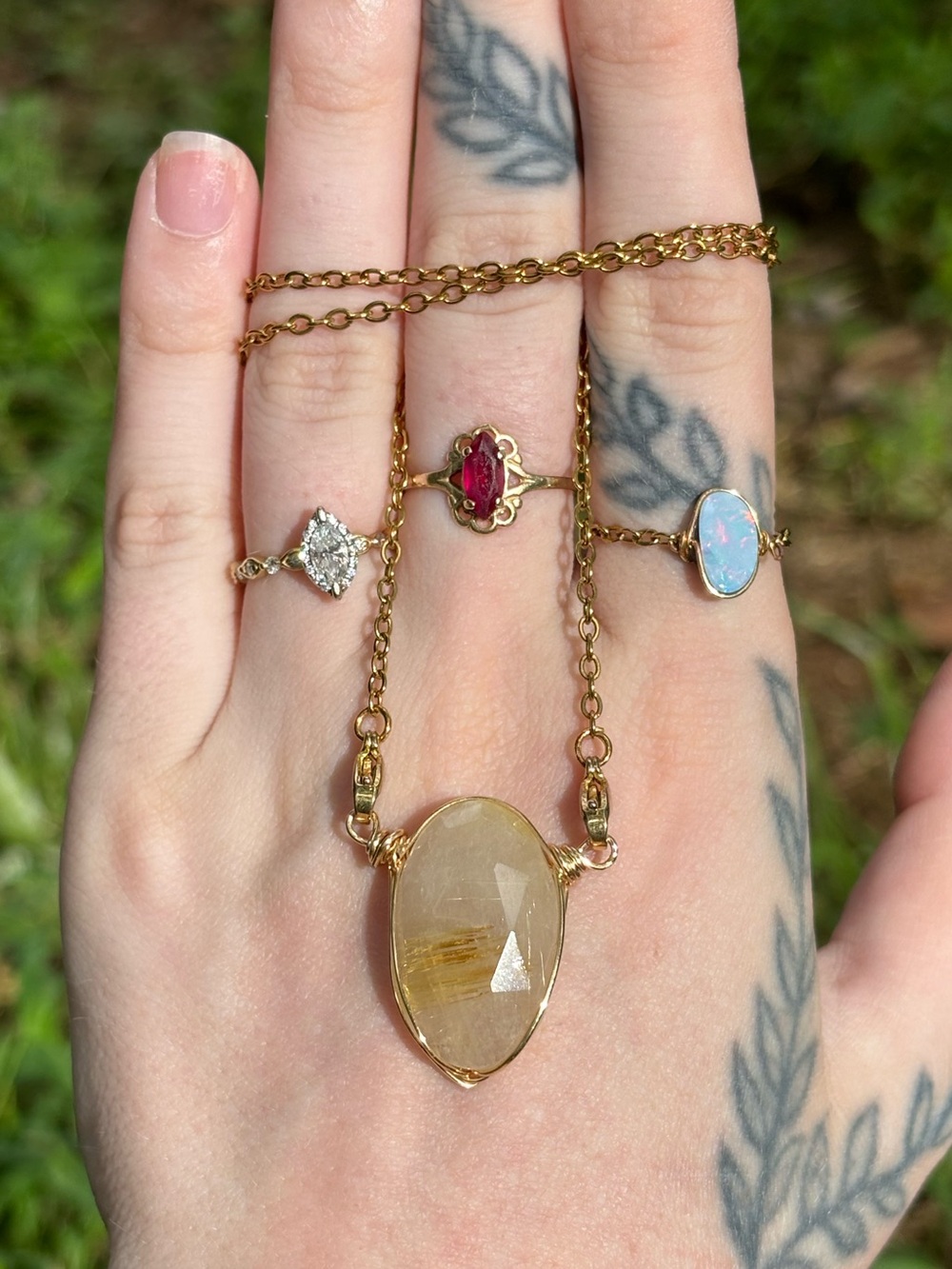 Gold rutile interchangeable necklace